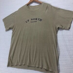Up North‎ Wisconsin T-Shirt Embroidered Graphic Tee Short Sleeve Casual Size XL